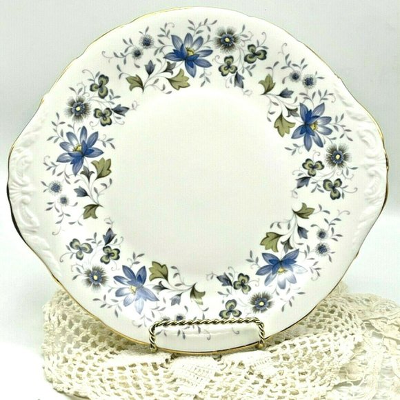 Handled Cake Plate Colclough Rhapsody in Blue 1970s England - Picture 4 of 6